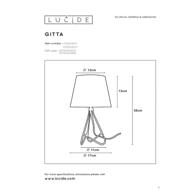 lafabryka.pl Lampa stołowa GITTA Ø 17 cm 1xE14 Chrome 47500/81/11 Lucide
